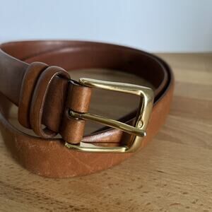 BACHRACH Mens Size 36 Brown Italian Leather Belt Solid Brass Buckle 1 1/8” Wide